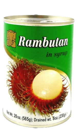 Canned rambutan in syrup.