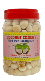Vietnamese coconut cookies in jar.