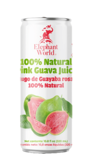 Elephant World 100% natural pink guava juice.