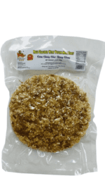 Vegan rice cracker with meat floss.