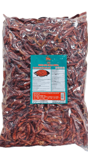 Bag of dried small red chilies.