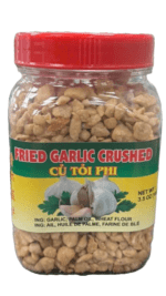 Jar of crushed fried garlic.
