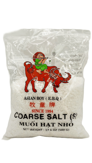 Bag of coarse salt with illustration.