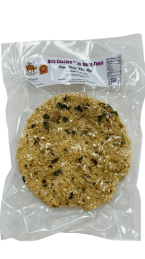 Vietnamese rice cracker with dried squid.