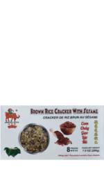 Brown rice crackers with sesame seeds.