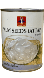 Canned palm seeds in syrup.