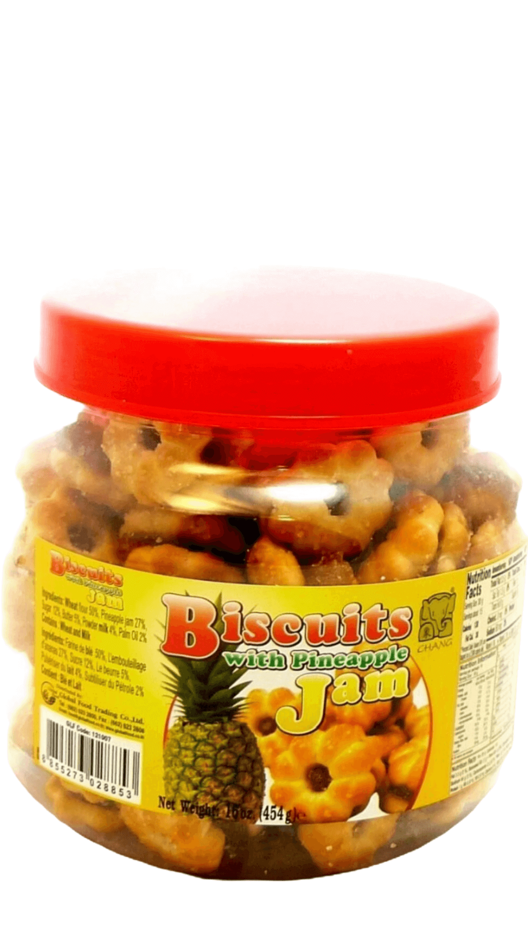 Pineapple jam biscuits in jar.