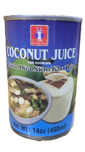 14oz can of Three Deer coconut juice.