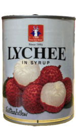 Lychees in syrup can, Three Deer Brand.