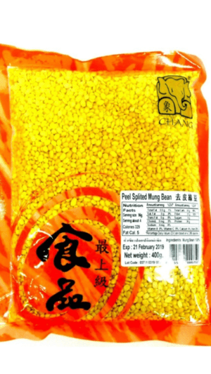 400g bag of peeled split mung beans.