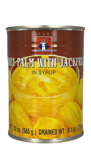 Canned toddy palm with jackfruit in syrup.