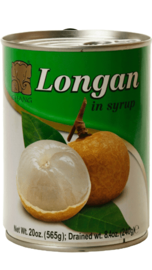 Canned longan fruit in syrup.
