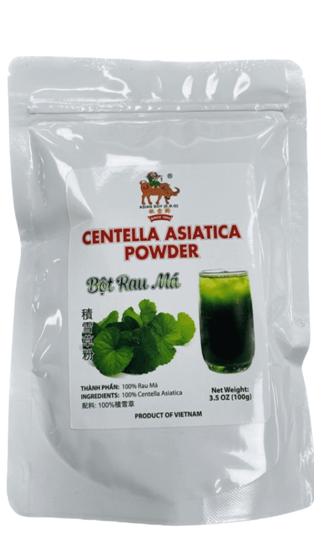 Centella Asiatica powder, 3.5 oz. bag.