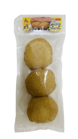 Three sesame seed banh tieu cakes.