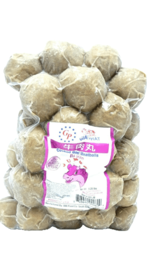 Frozen cooked beef meatballs bag.