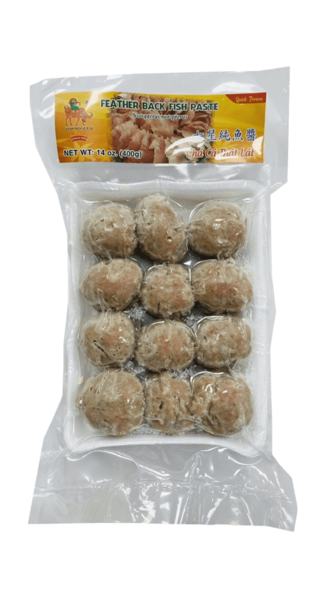 Frozen feather back fish paste balls.