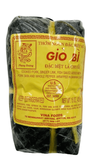 Gio Bi: Vietnamese cooked pork in banana leaves.