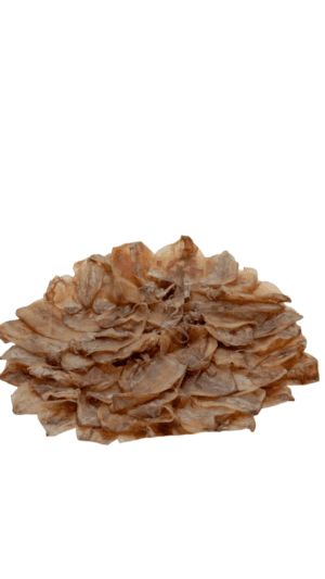 Dried squid snacks pile.