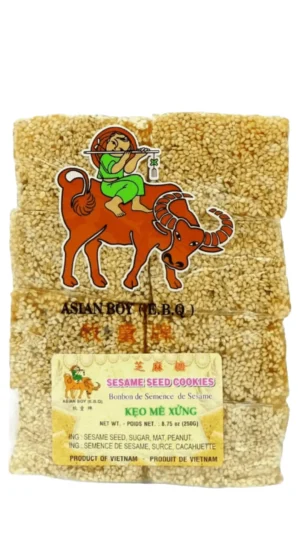Vietnamese sesame seed cookies in bag.