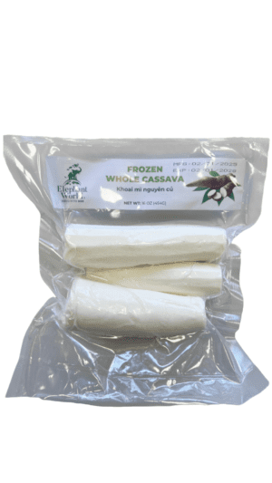Frozen whole cassava, 16 oz. bag.