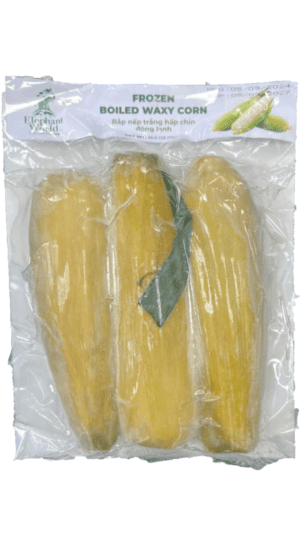 Frozen boiled waxy corn in bag.