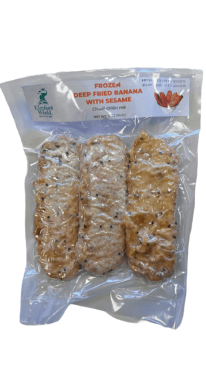 Frozen deep-fried banana with sesame.