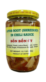 Shredded lotus root in chili sauce.