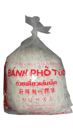 Bag of fresh rice stick noodles.