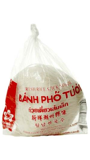 Bag of fresh rice stick noodles.