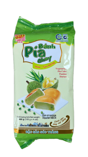Banh Pia Chay cakes: durian, pandan.