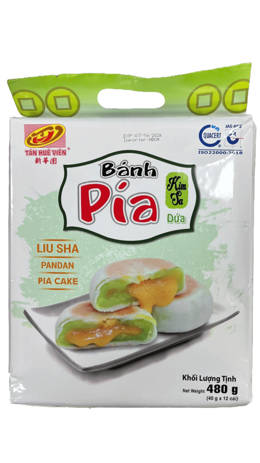 Pandan Pia cake, 480g, 12 pieces.