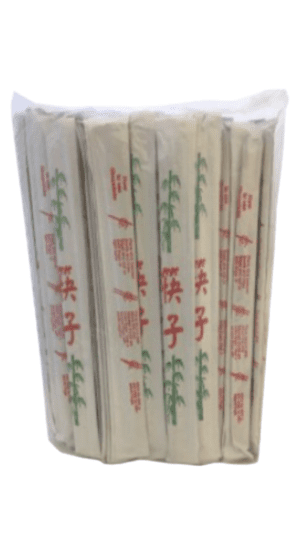 Bag of disposable wooden chopsticks.