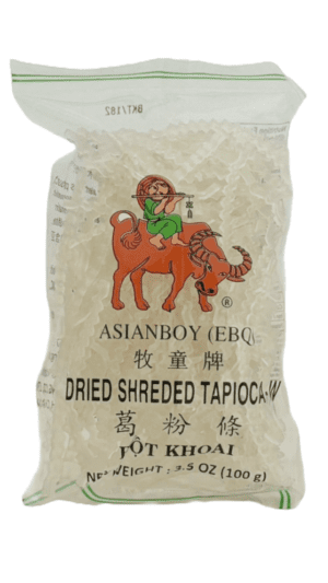 Dried shredded tapioca, 3.5 oz bag.