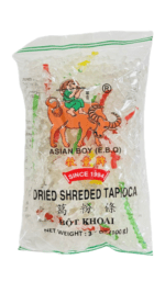 Dried shredded tapioca, 3 oz bag.