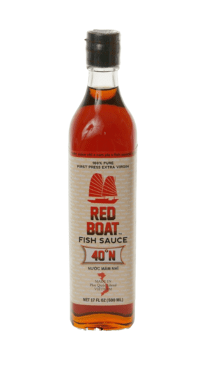 Red Boat fish sauce bottle, 40°N.
