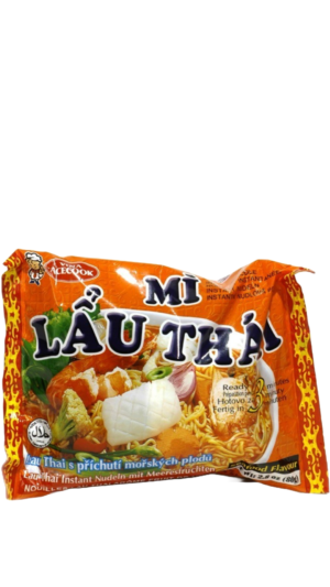 Orange package of instant noodle soup.