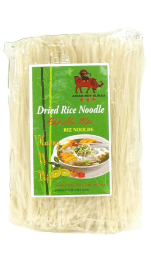 Package of dried rice noodles.