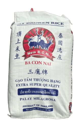 Thai broken rice, 25 lb bag.