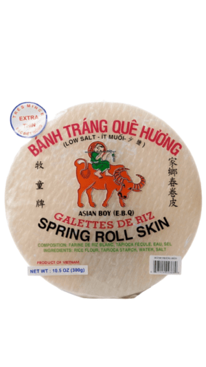 Here's an alt tag for the image: Vietnamese spring roll skins, low salt.