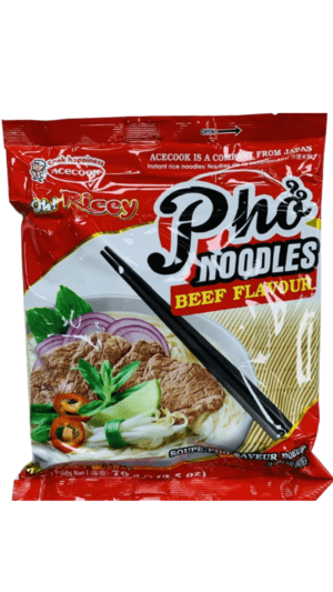 Pho noodles beef flavor package.