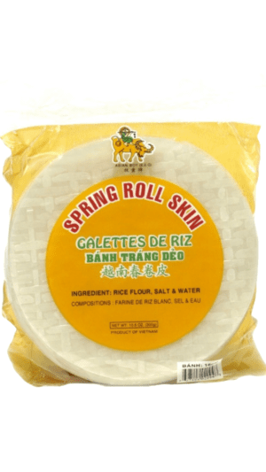 Spring roll skins, rice paper wrappers.