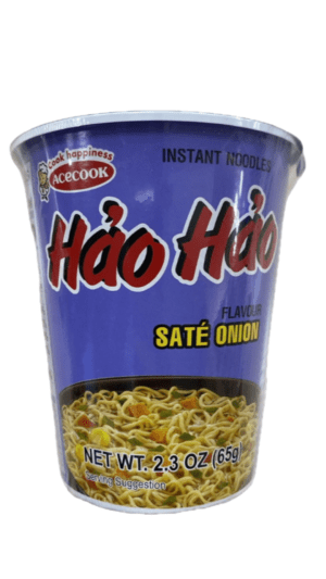 Hao Hao Saté Onion instant noodle cup.