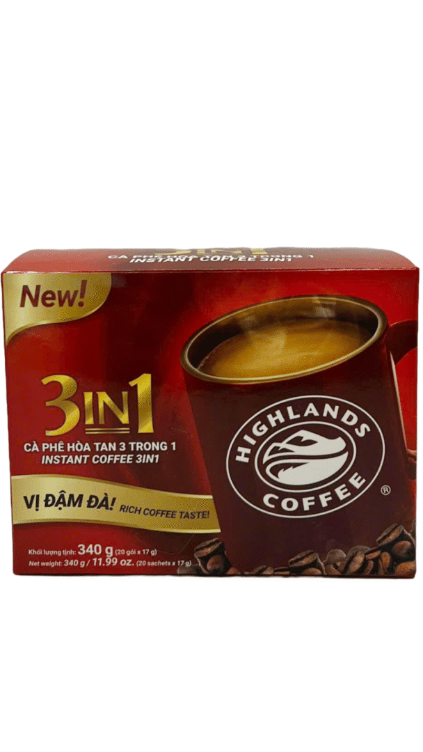 Highlands 3-in-1 instant coffee package.