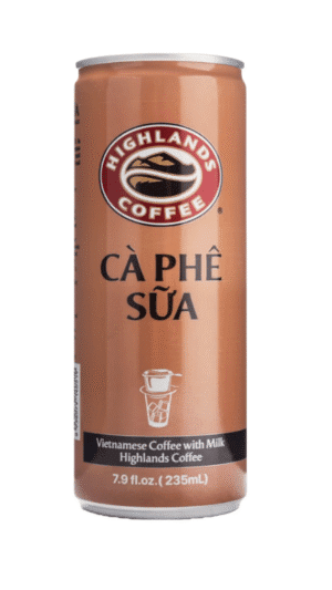 Vietnamese coffee can with milk, Highlands Coffee.