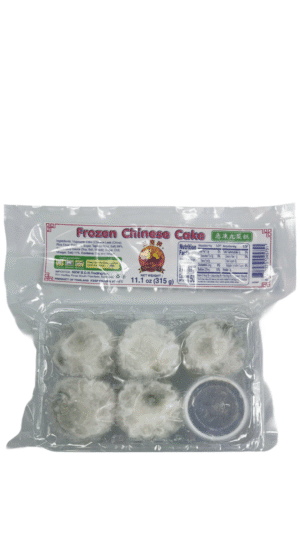 Frozen Chinese cakes in plastic packaging.