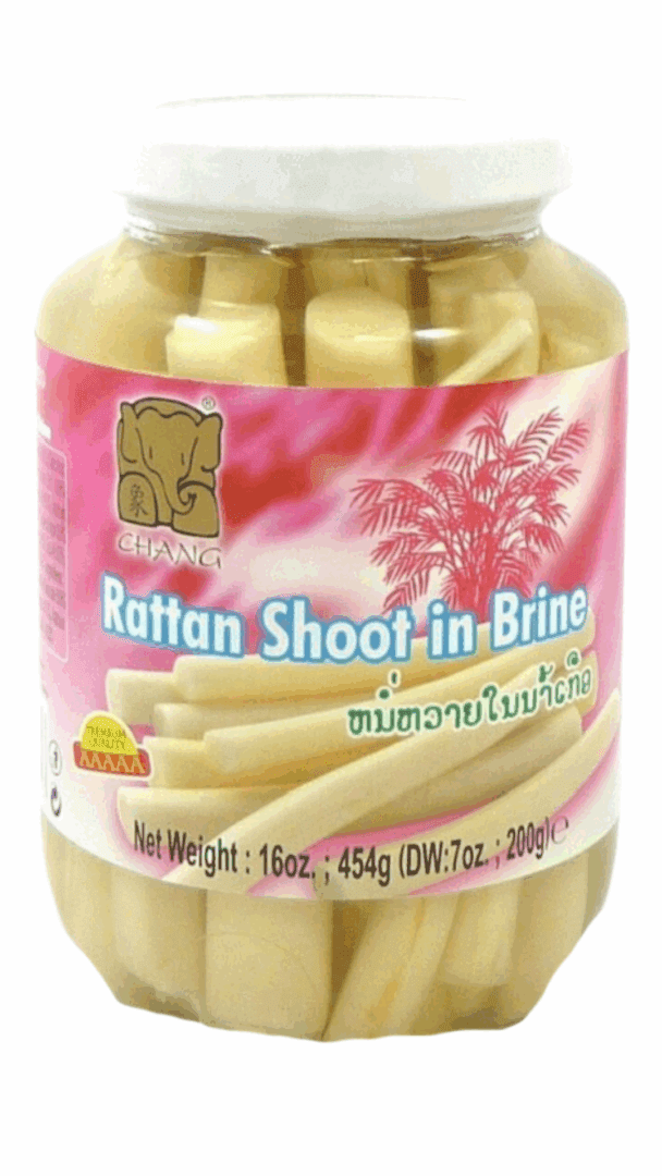 Jar of rattan shoots in brine.