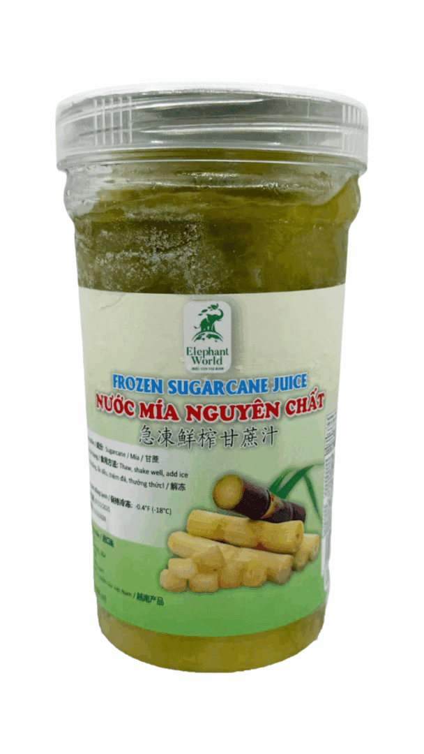 Jar of frozen sugarcane juice.