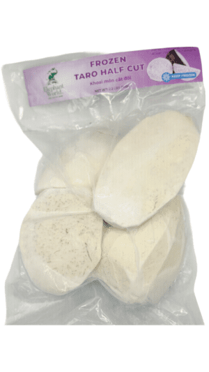 Bag of frozen half-cut taro roots