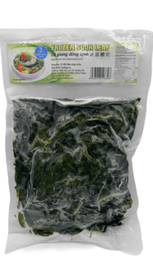 Bag of frozen sour leaves vacuum sealed