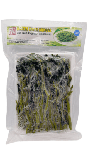 Frozen water mimosa in clear plastic bag